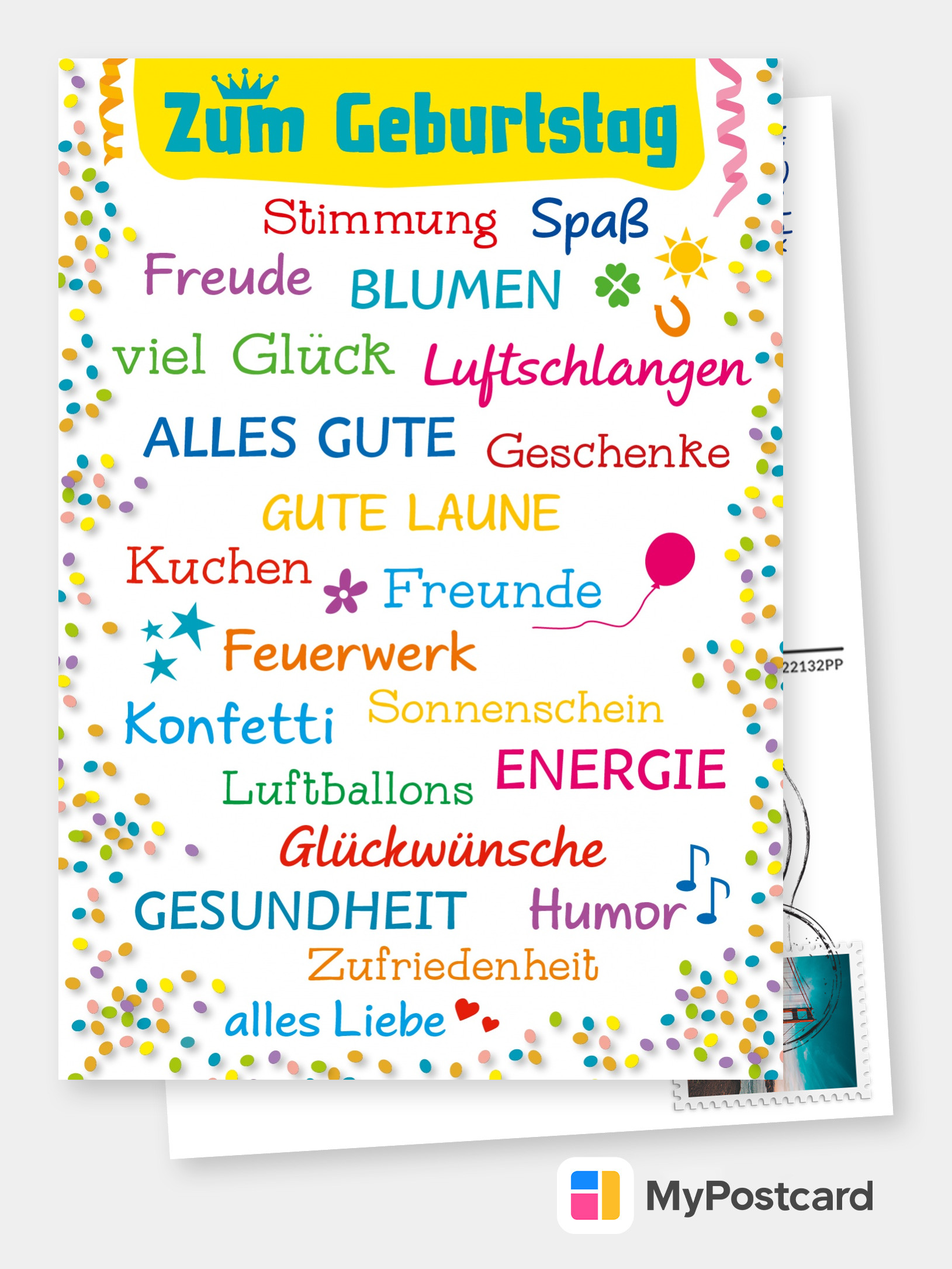 Das Beste Zum Geburtstag Bunte Geburtstagskarte Online Als Gedruckte Postkarte Verschicken Drucken Und Weltweit Versenden